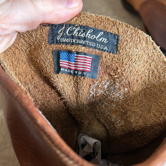 RARE Vintage Handcrafted J Chisholm two tone logger packer boot - Picture 9 of 16